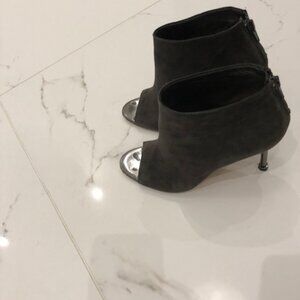 Manolo Peep toe suede booties